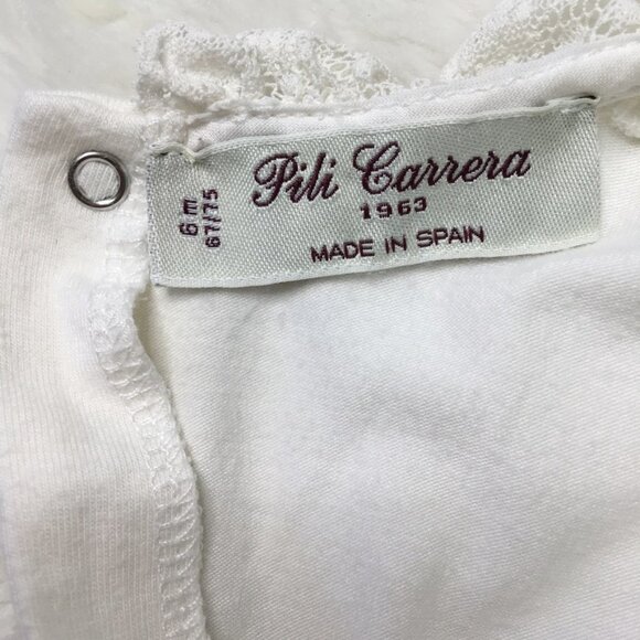 Pili Carrera Baby Girl White Lace Pajama Footsie Onesie Size 6 Months - Picture 12 of 12